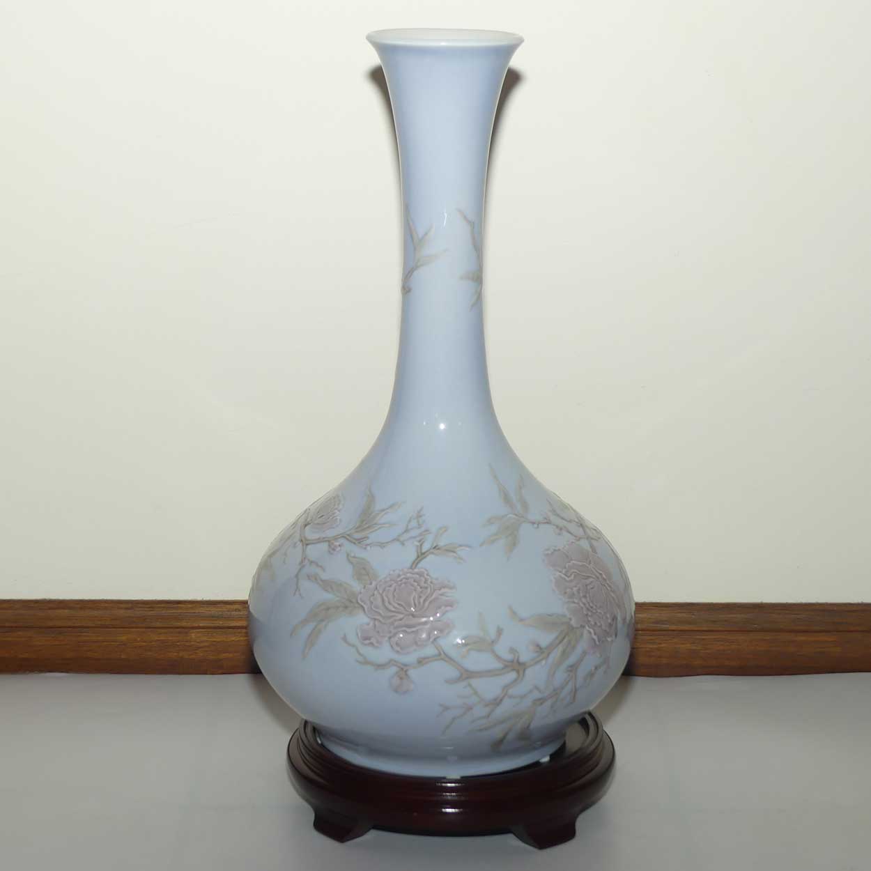 Lladro vase Blue Peonys | 49cm tall
