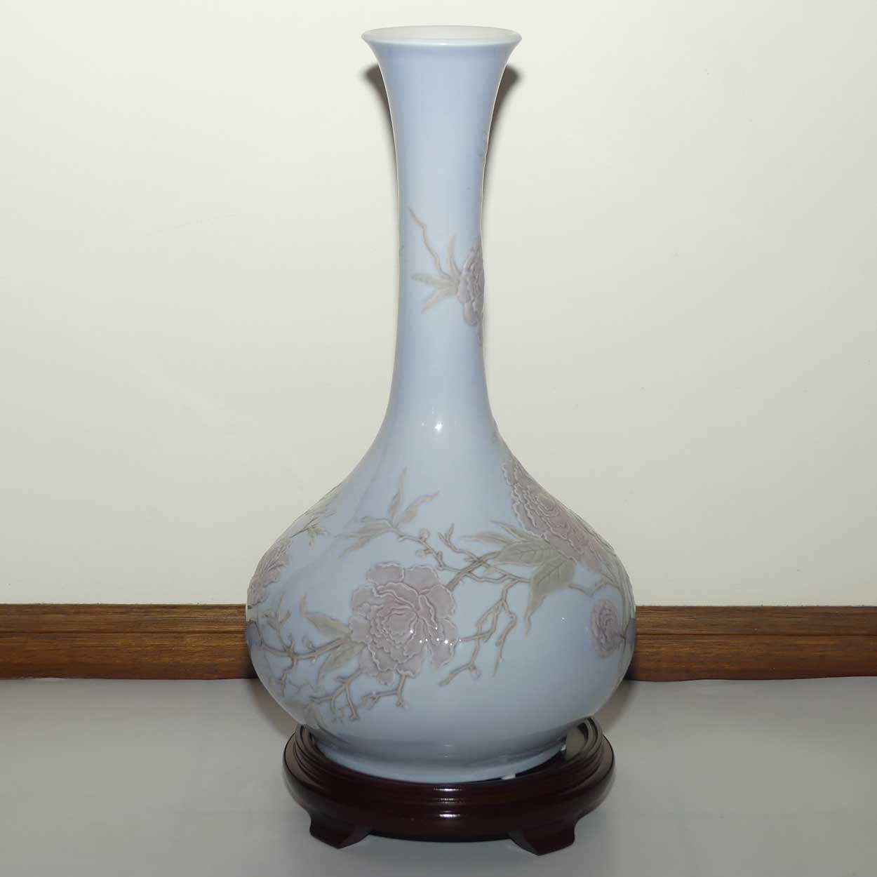 Lladro vase Blue Peonys | 49cm tall