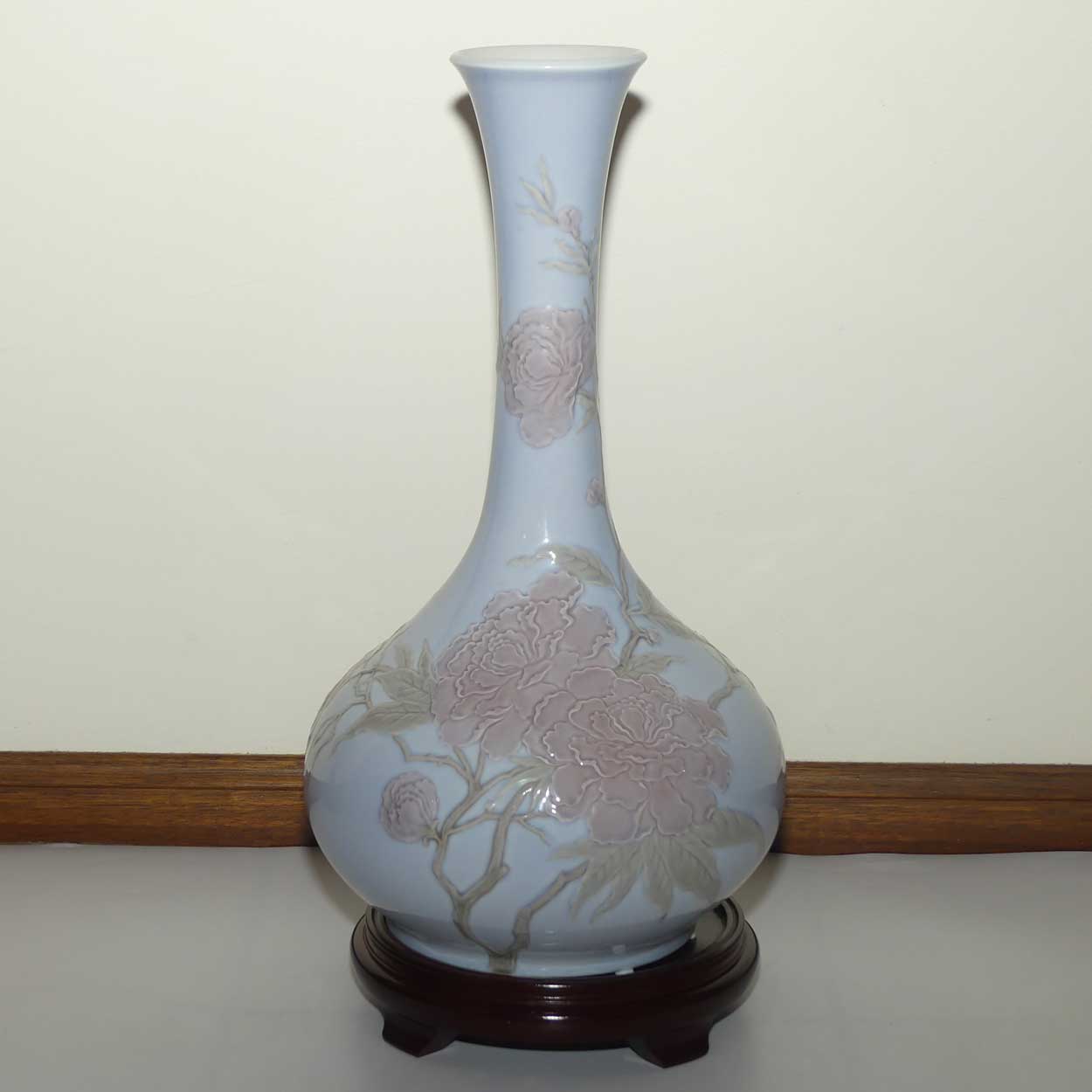 Lladro vase Blue Peonys | 49cm tall