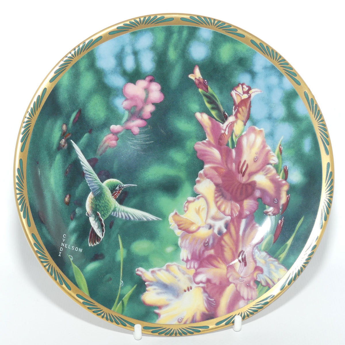 Bradex 84 P29 22.4 plate | Gems of Nature | Calliope Hummingbird and Gladioli + Cert