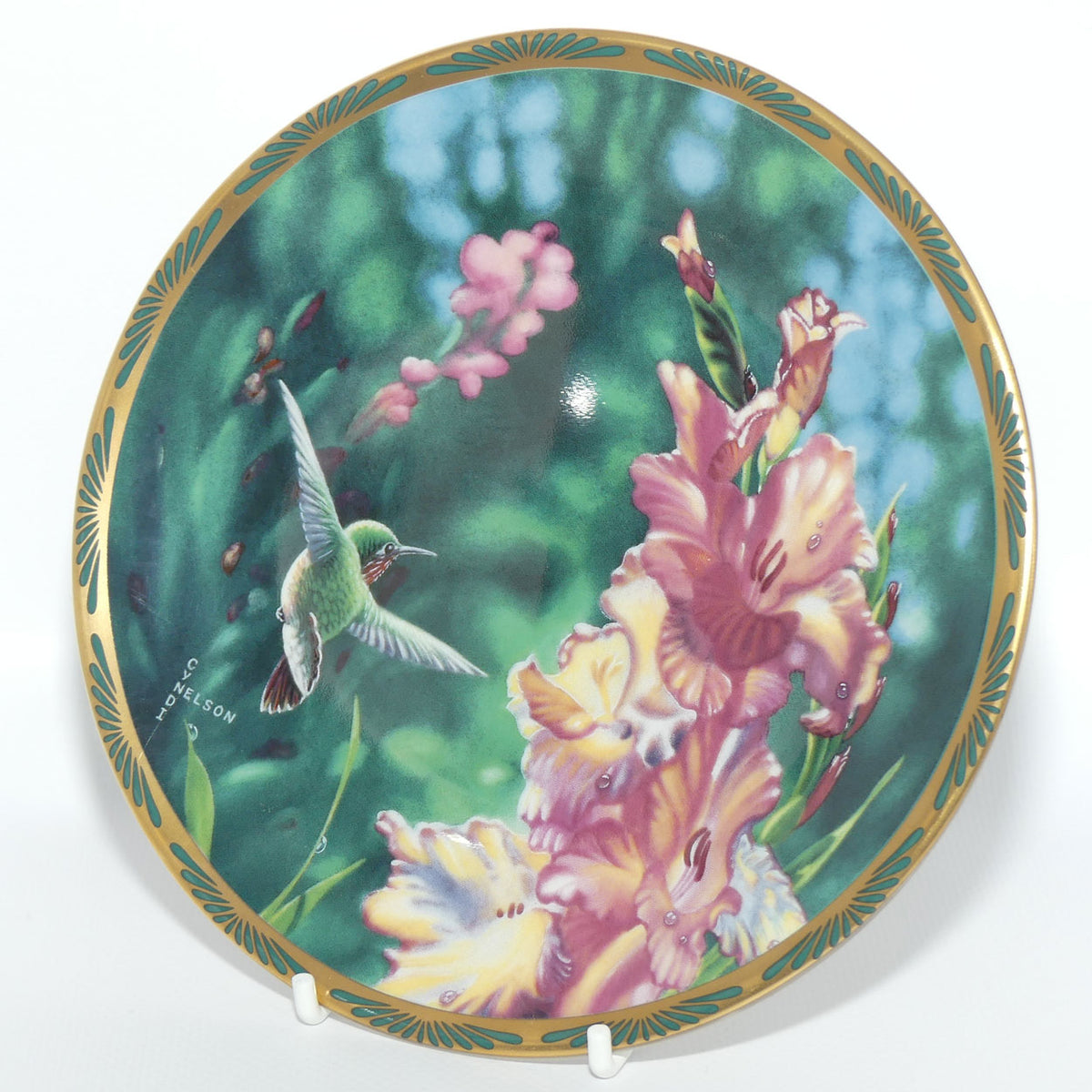Bradex 84 P29 22.4 plate | Gems of Nature | Calliope Hummingbird and Gladioli + Cert