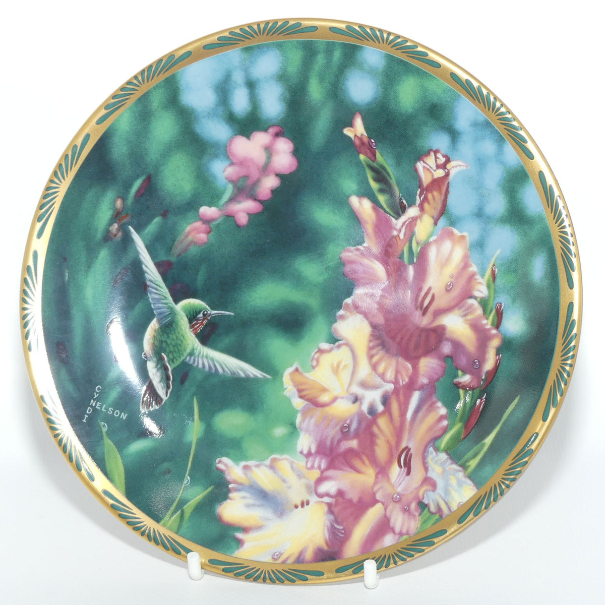 Bradex 84 P29 22.4 plate | Gems of Nature | Calliope Hummingbird and Gladioli + Cert