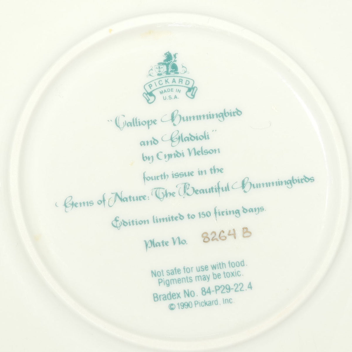 Bradex 84 P29 22.4 plate | Gems of Nature | Calliope Hummingbird and Gladioli + Cert