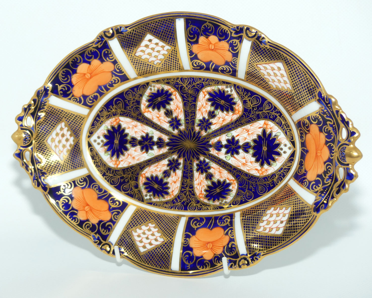 Royal Crown Derby Old Imari 1128 oval handled bowl with 4 tiny feet | c.1932