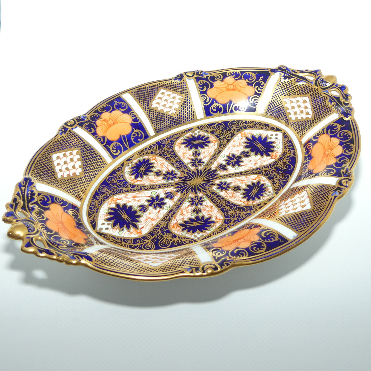 Royal Crown Derby Old Imari 1128 oval handled bowl with 4 tiny feet | c.1932