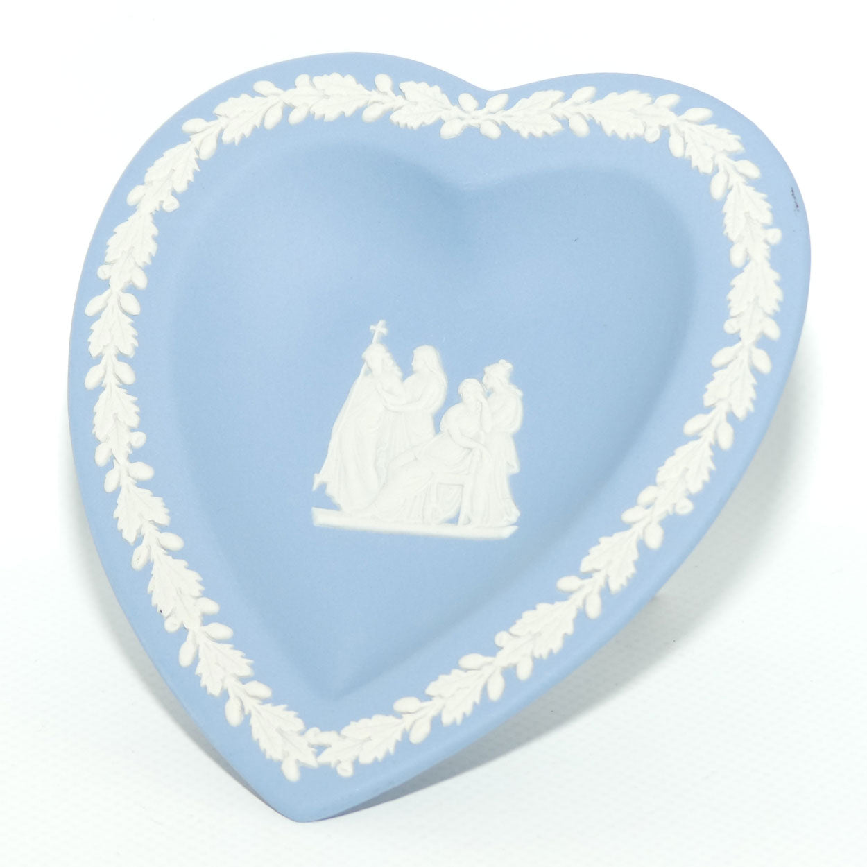 Wedgwood Jasper | White on Pale Blue heart shape plate | 4 Grecian Maidens