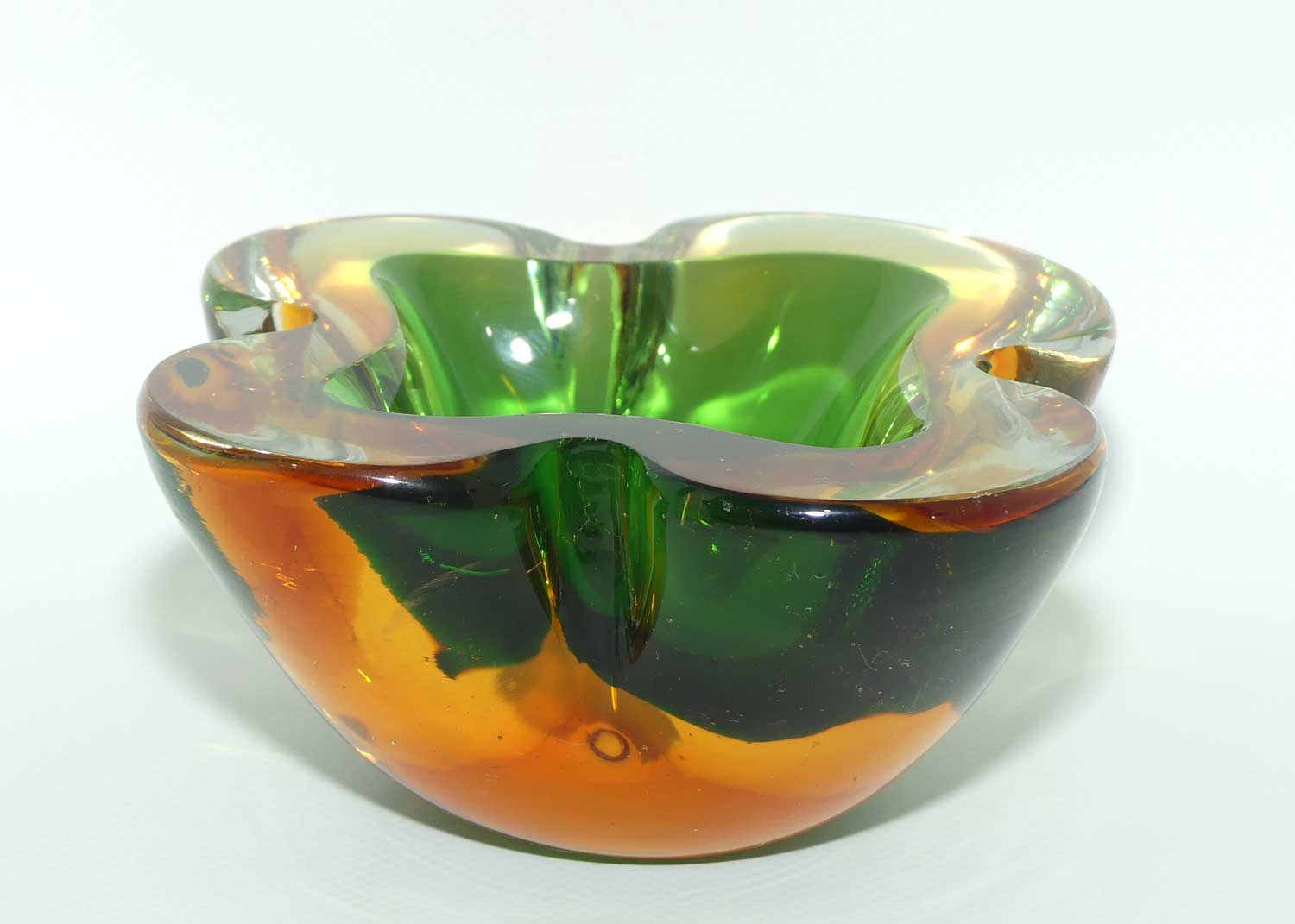 Murano Glass Geode Bowl | Four section Crimped design