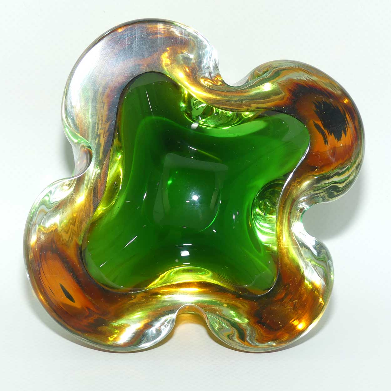 Murano Glass Geode Bowl | Four section Crimped design