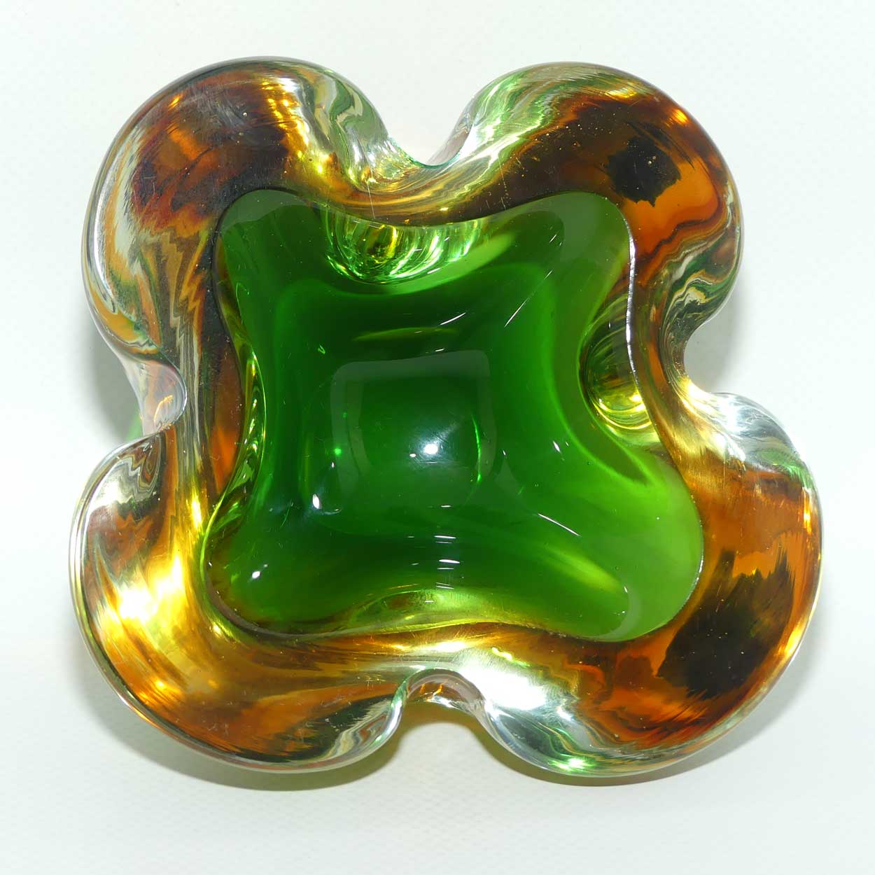 Murano Glass Geode Bowl | Four section Crimped design