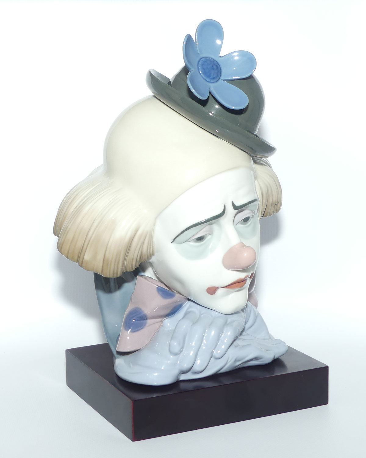 Lladro Clown's Head | Pensive Clown with Bowler Hat | #5130 | with base