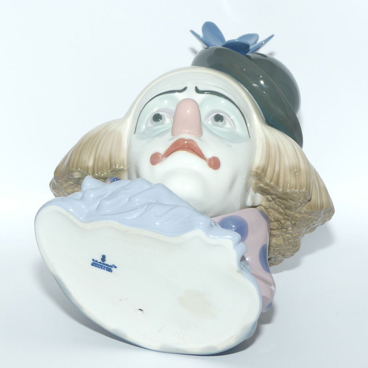 Lladro Clown's Head | Pensive Clown with Bowler Hat | #5130 | with base
