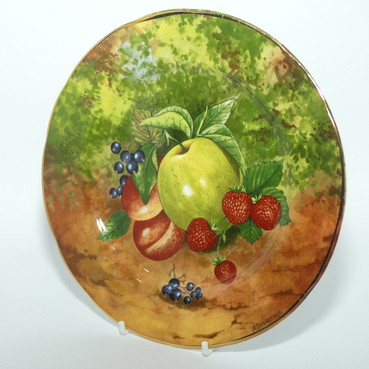 Fruits of Eden Bone China plate #5 | Apple, Peaches, Strawberries and Blueberries by AJ Heritage
