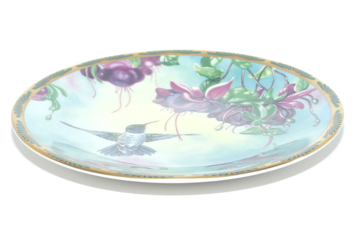 Bradex 84 P29 22.5 plate | Gems of Nature | Black Chinned Hummingbird and Fuschia + Cert