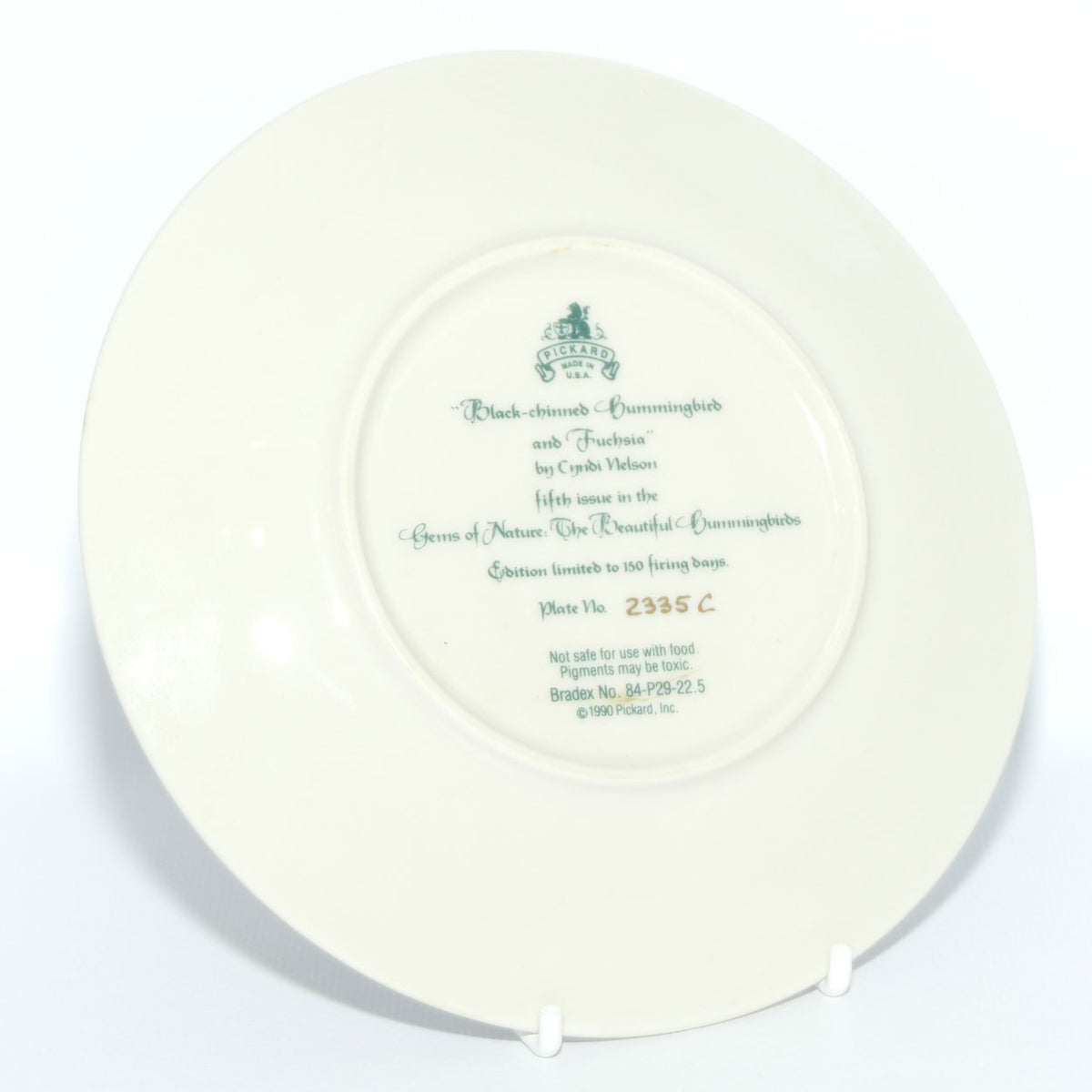 Bradex 84 P29 22.5 plate | Gems of Nature | Black Chinned Hummingbird and Fuschia + Cert