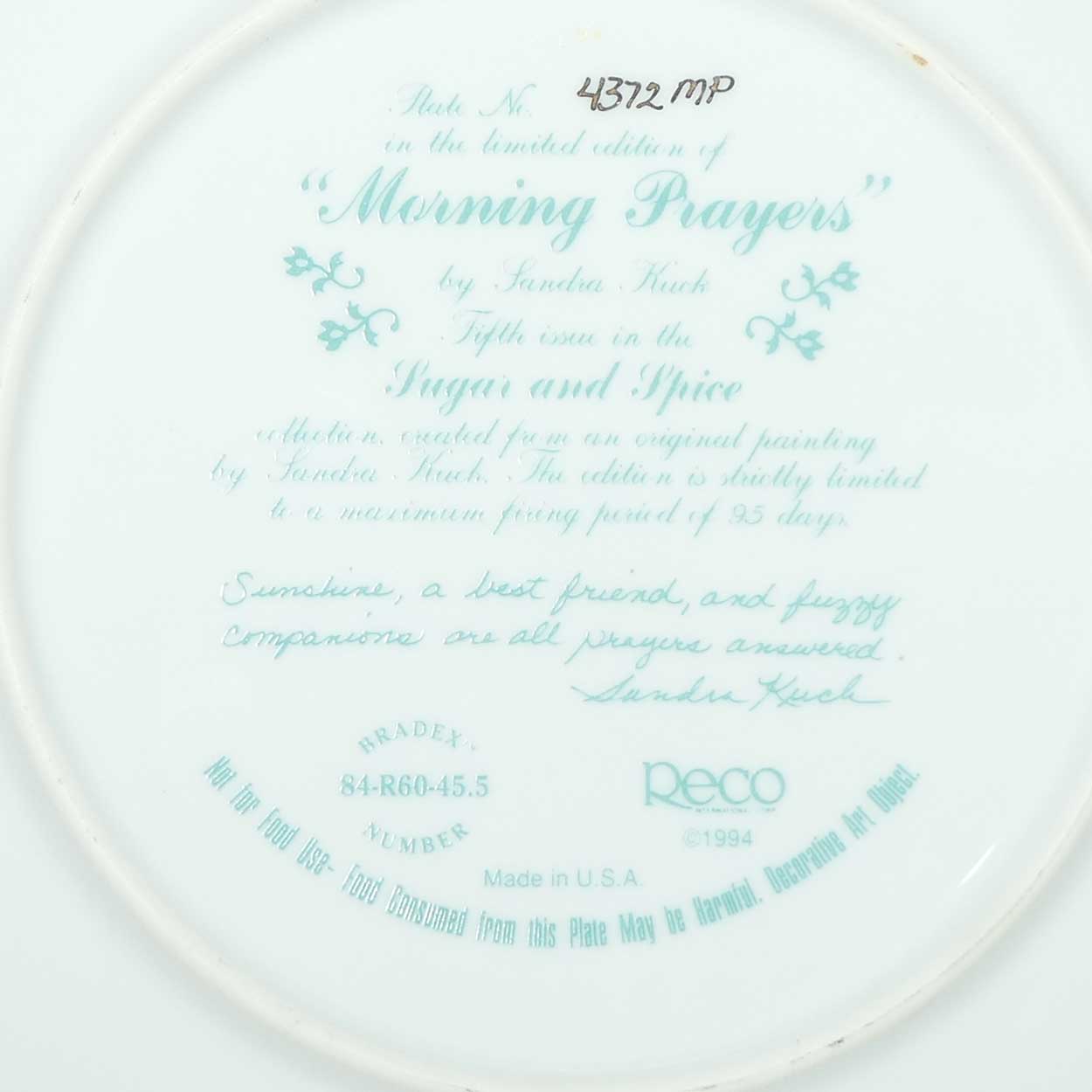 Bradex 84 R60 45.5 plate | Sugar and Spice by Sandra Kuck | Morning Prayers