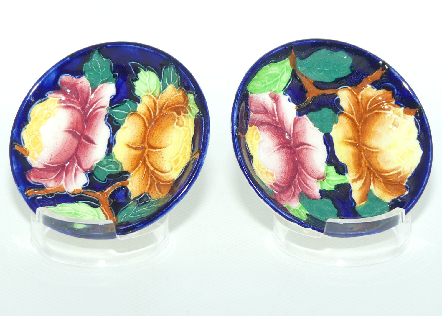 Maling pair of Butter Dishes | Peona | Deep Blue 6504