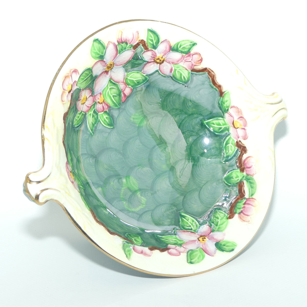 Maling Japanese Green Blossom bough handled bowl | 6593