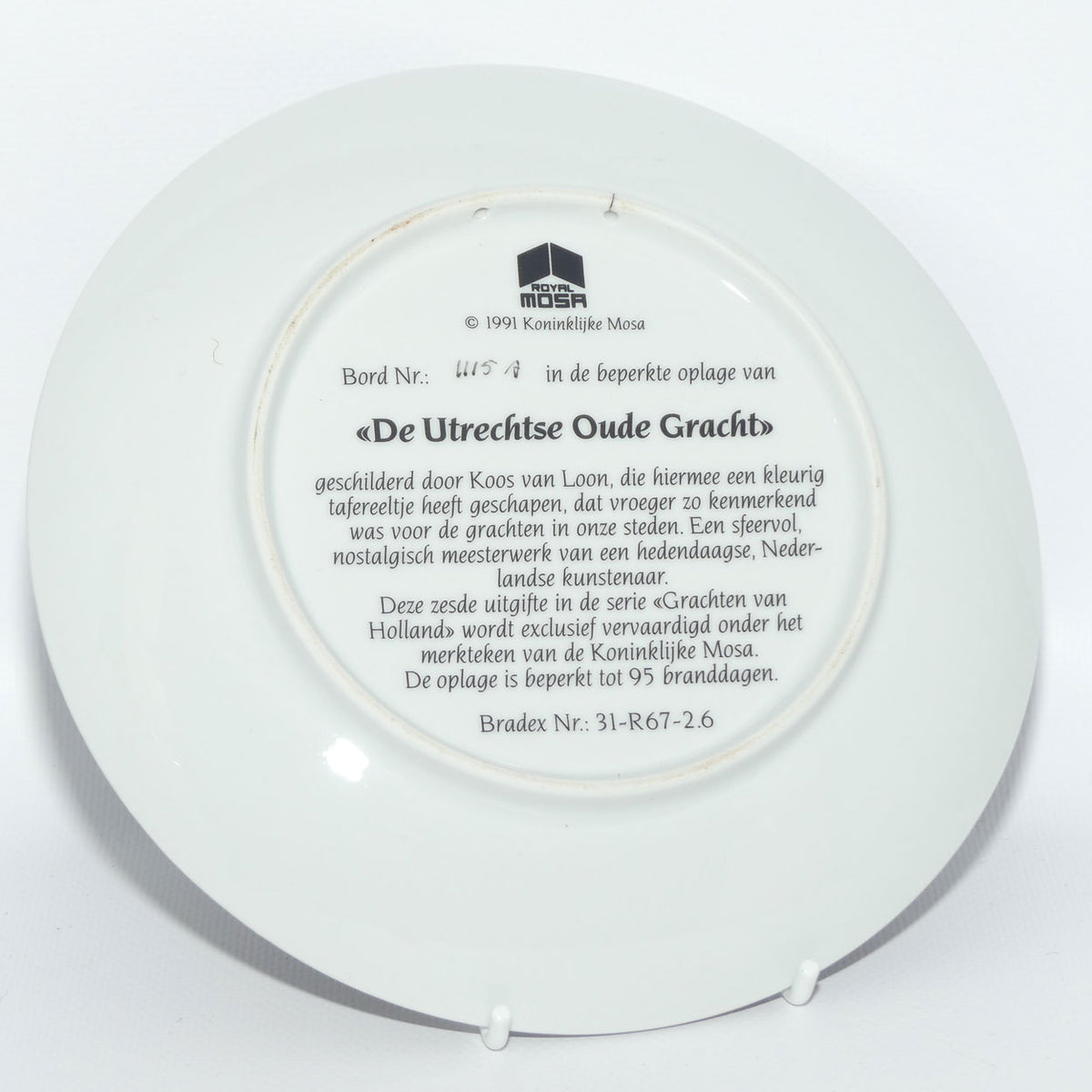 Bradex 31 R67 2.6 plate | Grachten Van Holland | De Utrechtse Oude Gracht
