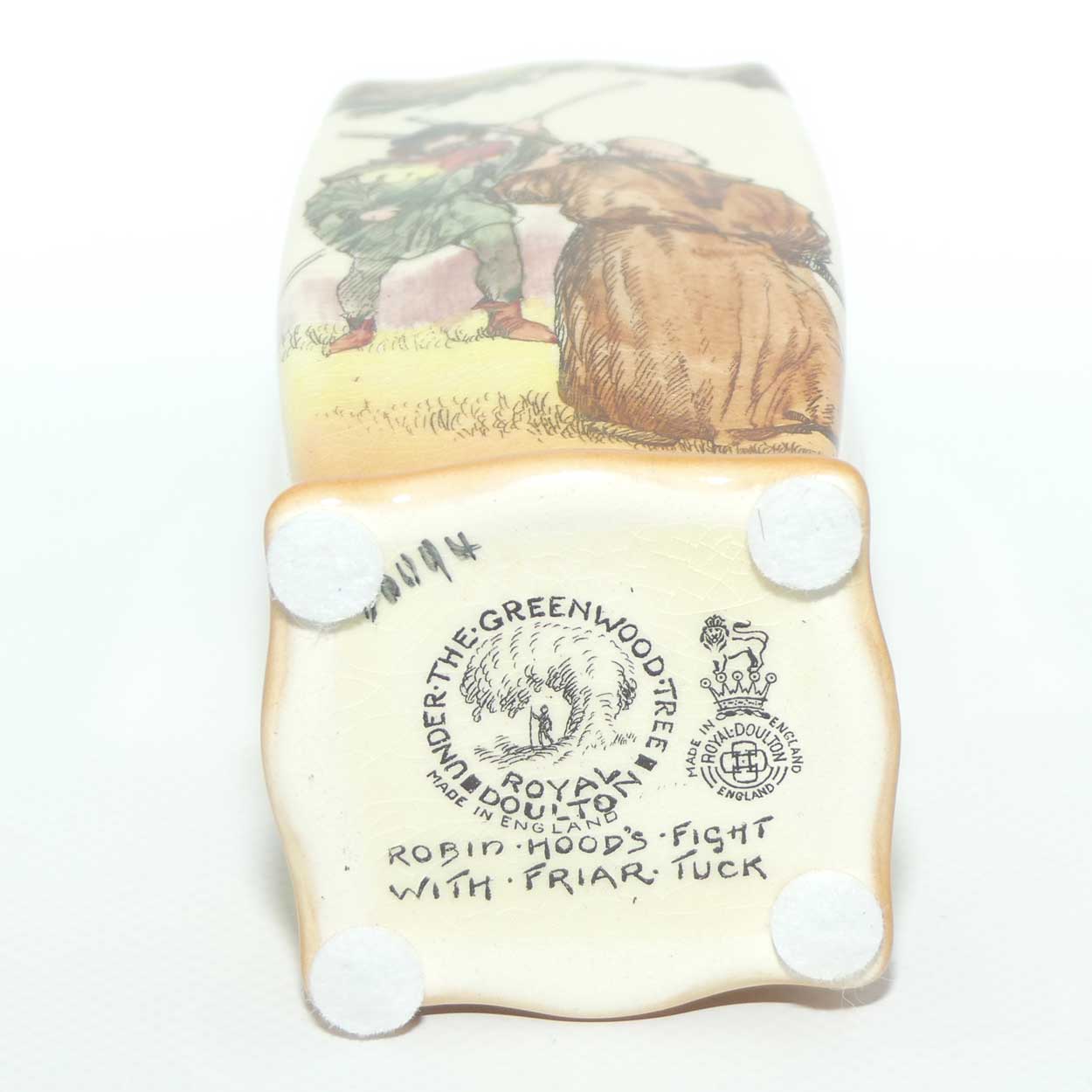 Royal Doulton Under the Greenwood Tree | Robin Hood box section vase D6094 | Robin Hood's Fight with Friar Tuck