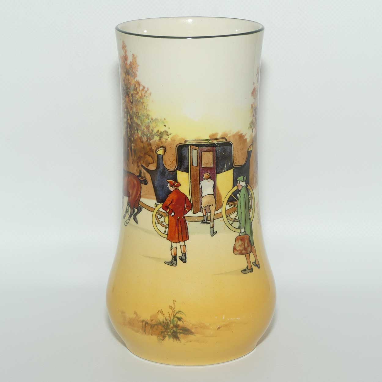 Royal Doulton Coaching Days cylindrical vase | Shape 7502 | 18cm tall