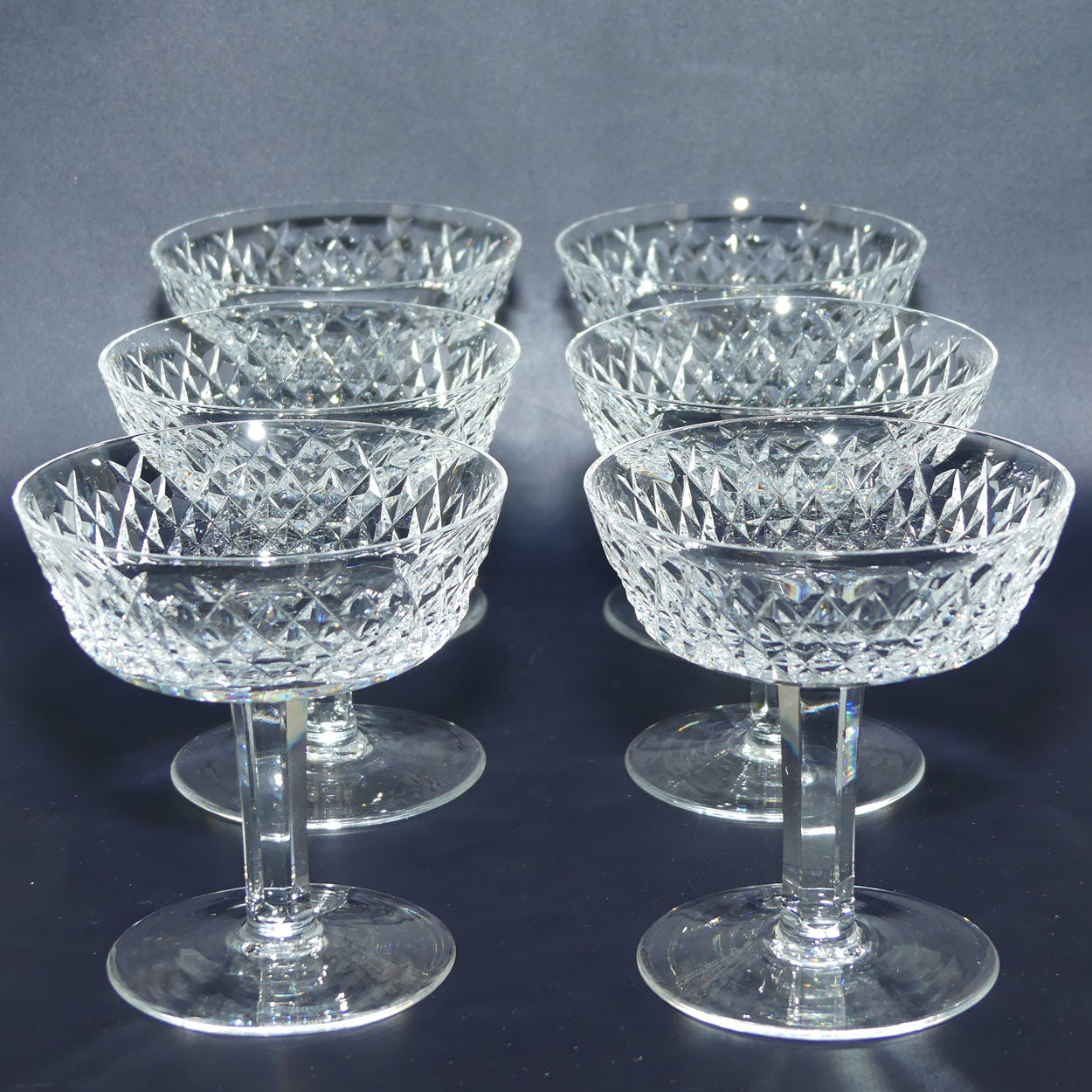 Waterford Crystal Alana pattern set of 6 Champagne Saucers | 75ml