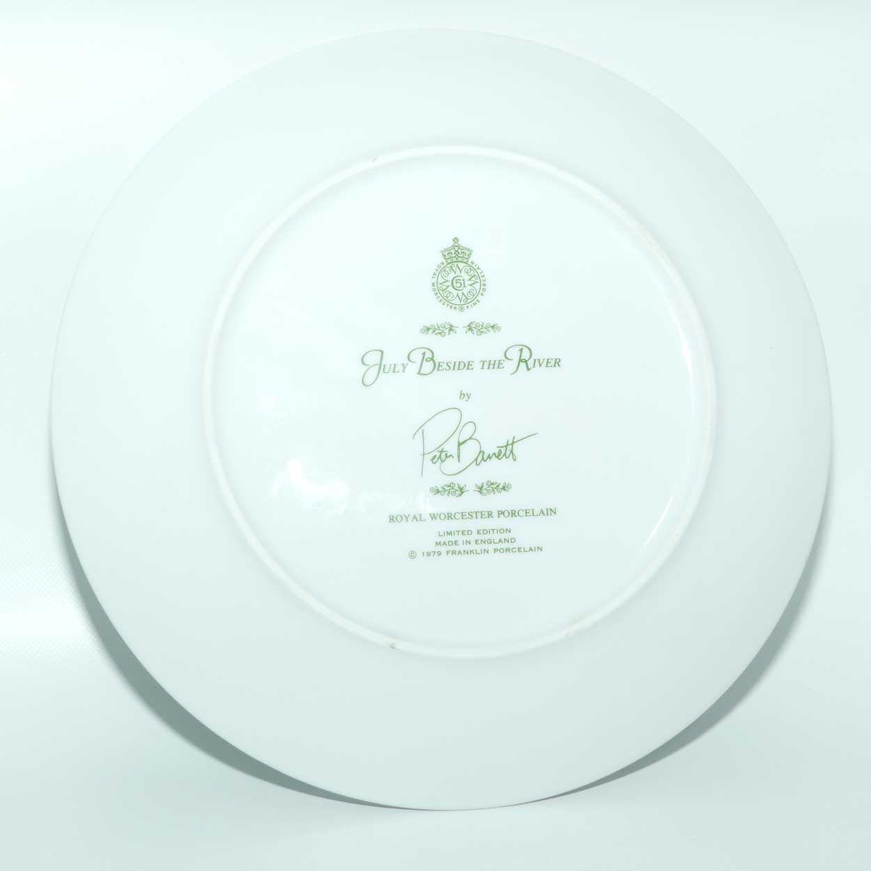 Royal Worcester for Franklin Porcelain | Peter Barnett | Months series | plate #7 | July Beside the River
