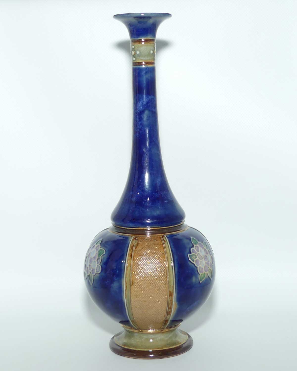 Royal Doulton Lambeth Blue glaze Floral pattern vertical band vase | 8332