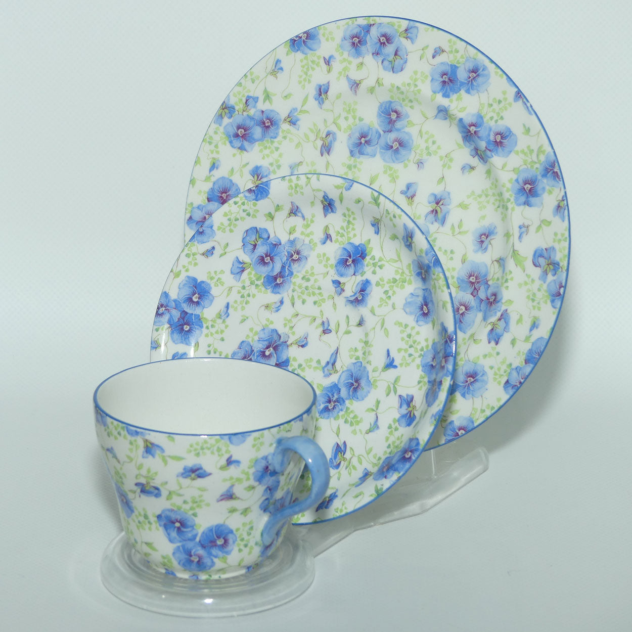 Shelley Essex shape Blue Pansy Chintz trio | Pattern 8831M