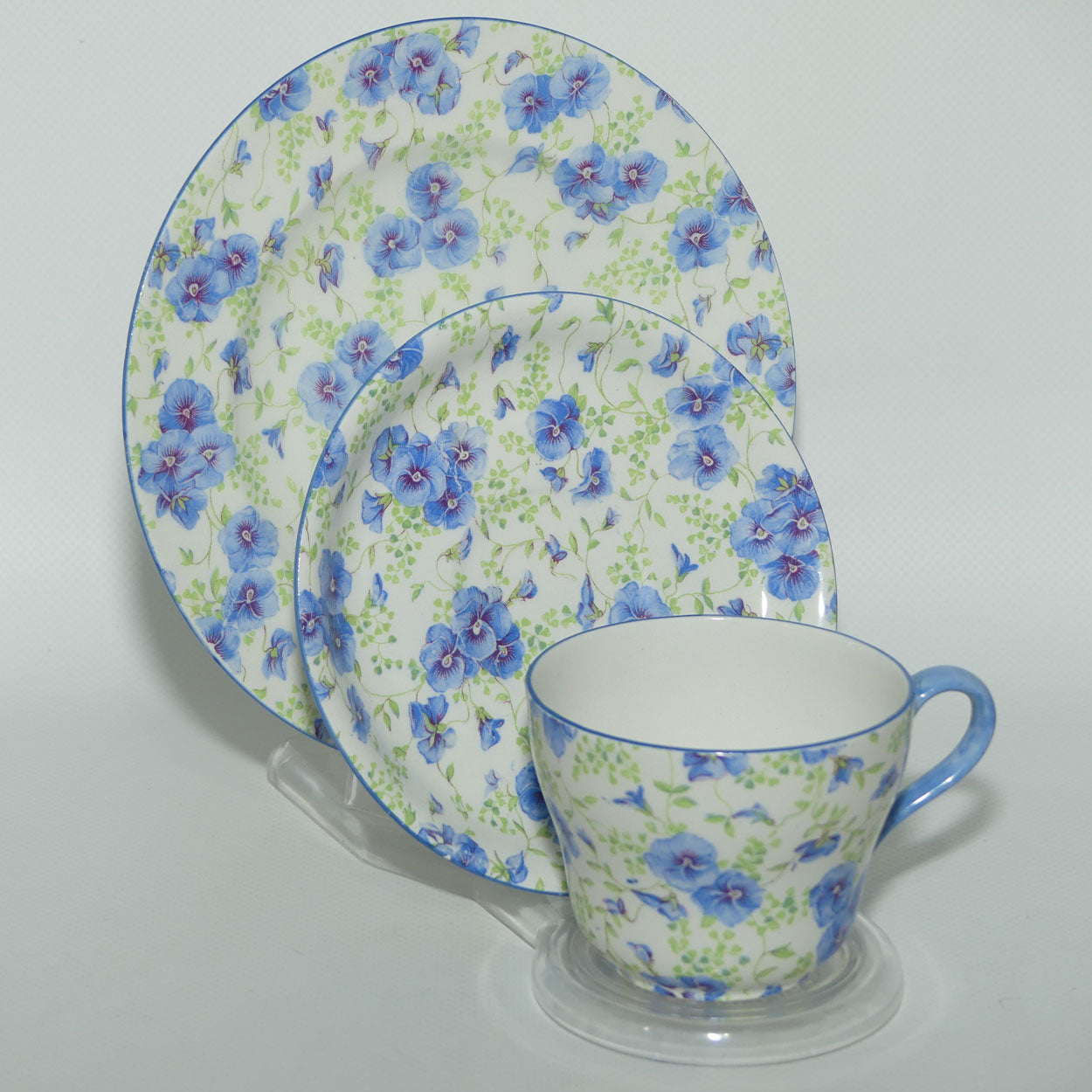 Shelley Essex shape Blue Pansy Chintz trio | Pattern 8831M