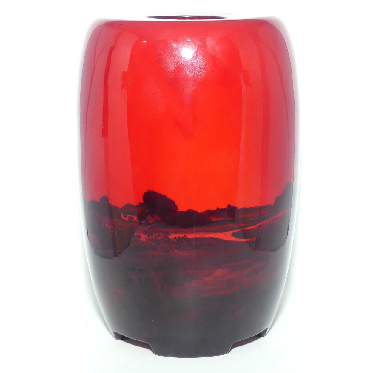 Royal Doulton Flambe Countryside vase with unusual 4 footed base | Shape 8918