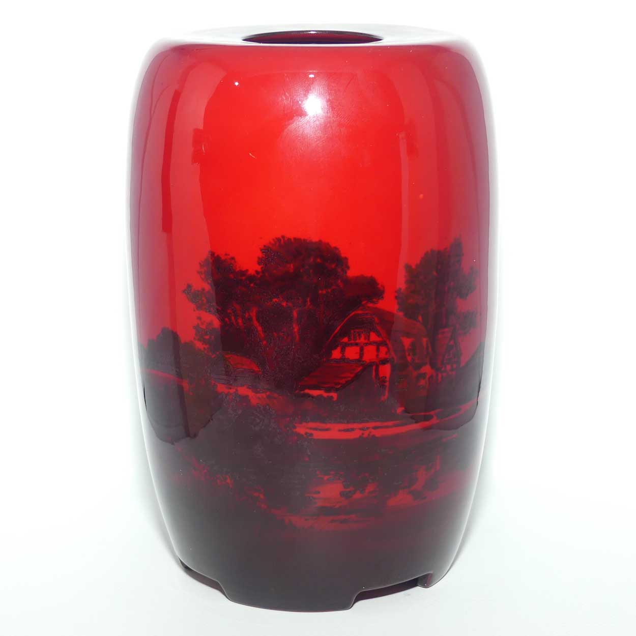 Royal Doulton Flambe Countryside vase with unusual 4 footed base | Shape 8918