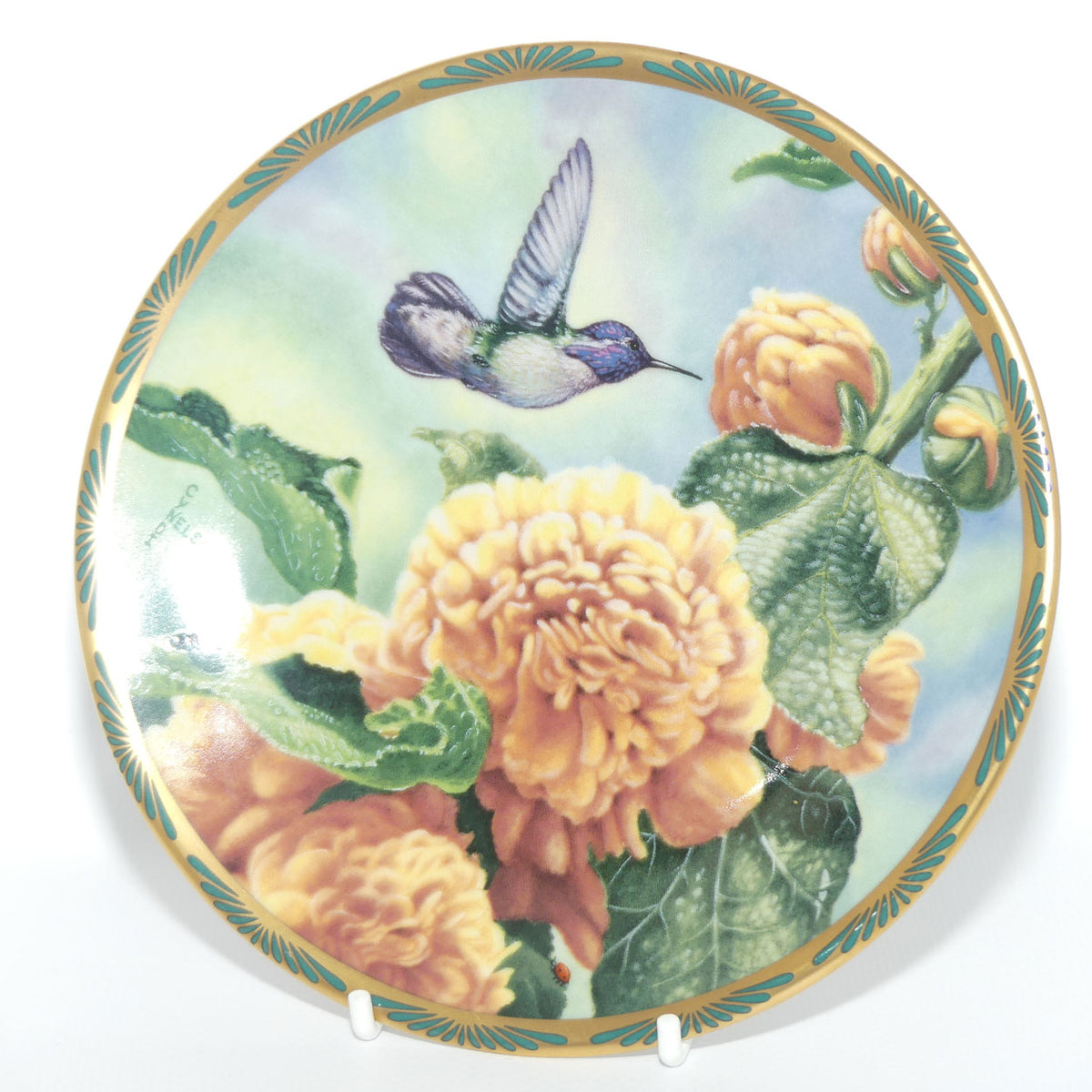 Bradex 84 P29 22.8 plate | Gems of Nature | Costa's Hummingbird and Hollyhocks + Cert