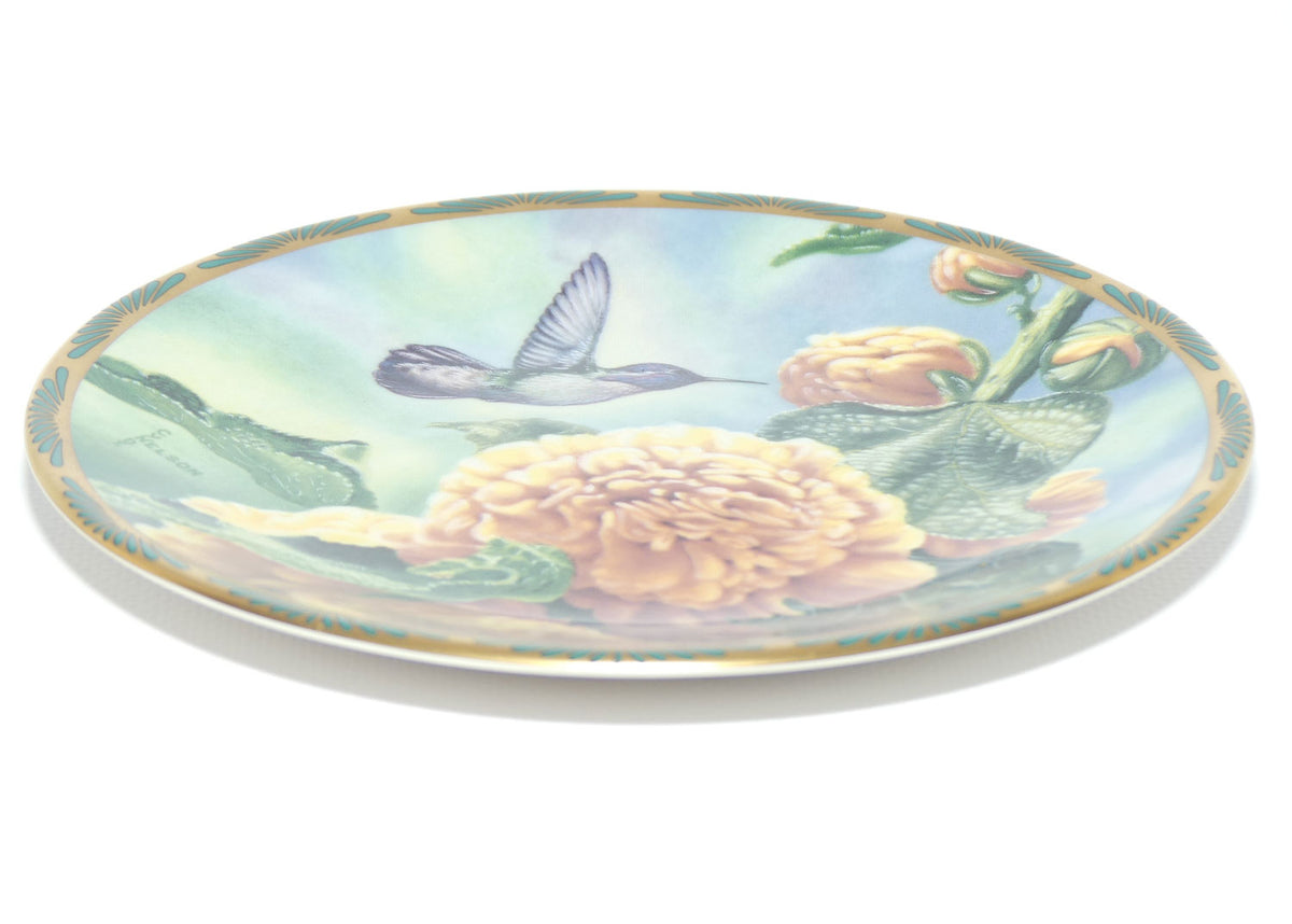 Bradex 84 P29 22.8 plate | Gems of Nature | Costa's Hummingbird and Hollyhocks + Cert