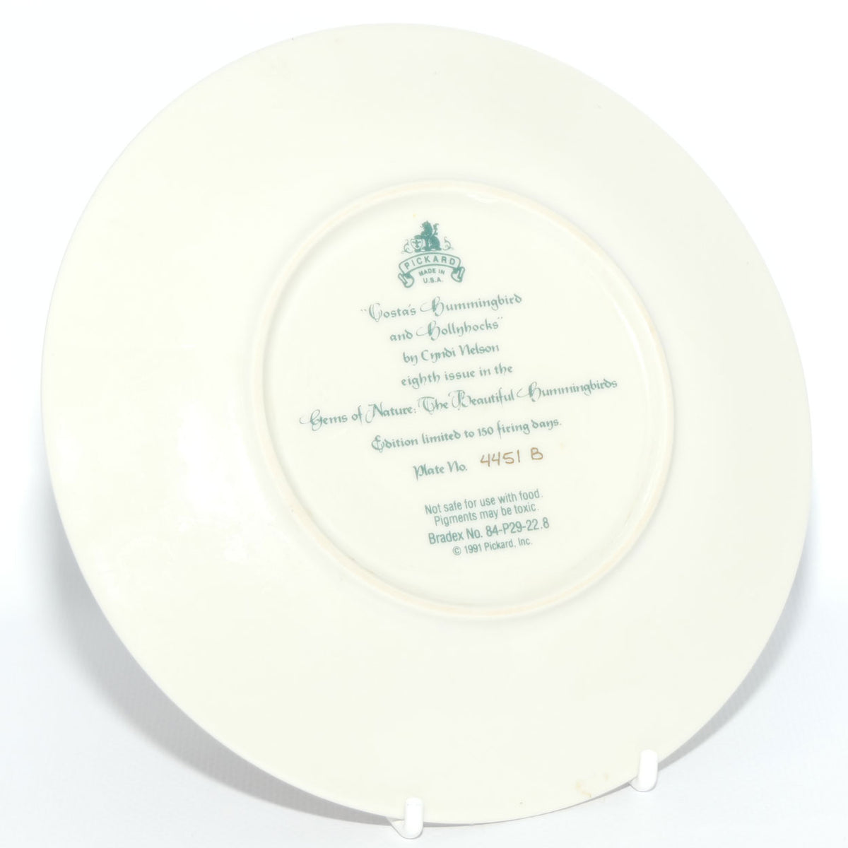 Bradex 84 P29 22.8 plate | Gems of Nature | Costa's Hummingbird and Hollyhocks + Cert