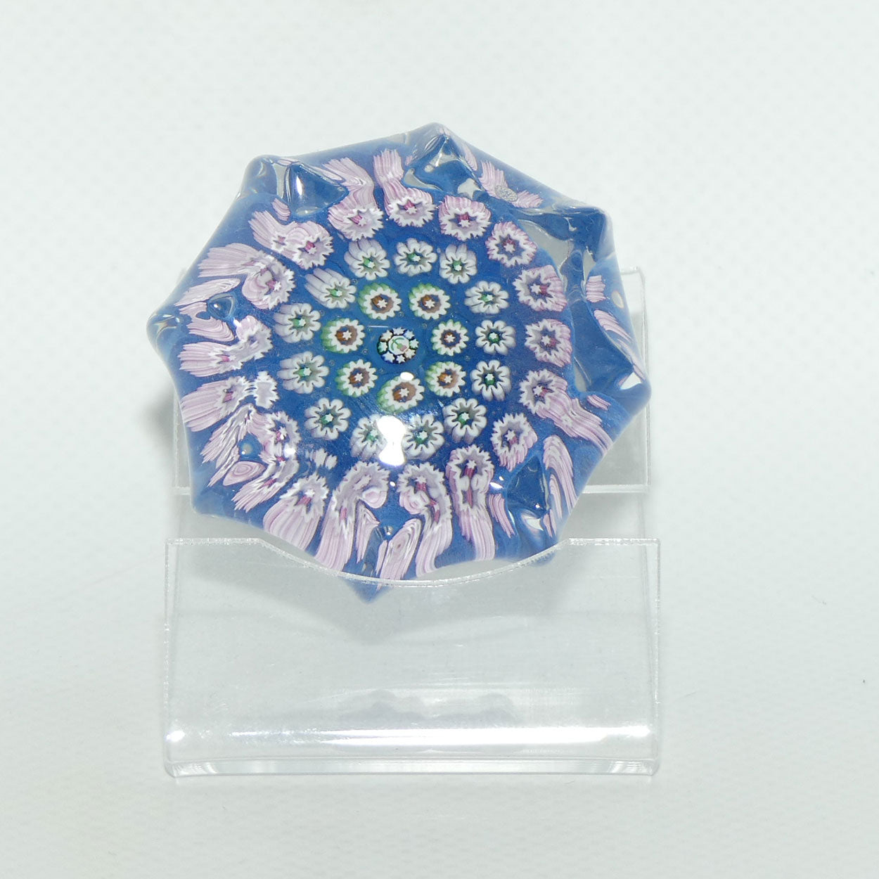 John Deacons Scotland Millefiori Concentric miniature paperweight | Star | Lapis Lazuli