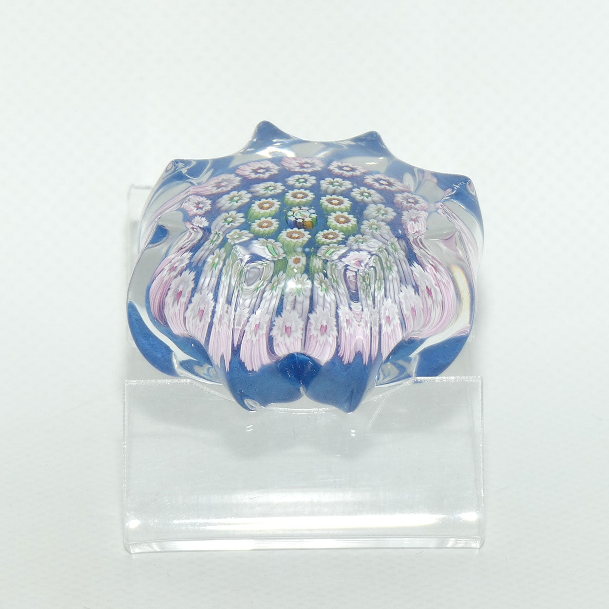 John Deacons Scotland Millefiori Concentric miniature paperweight | Star | Lapis Lazuli