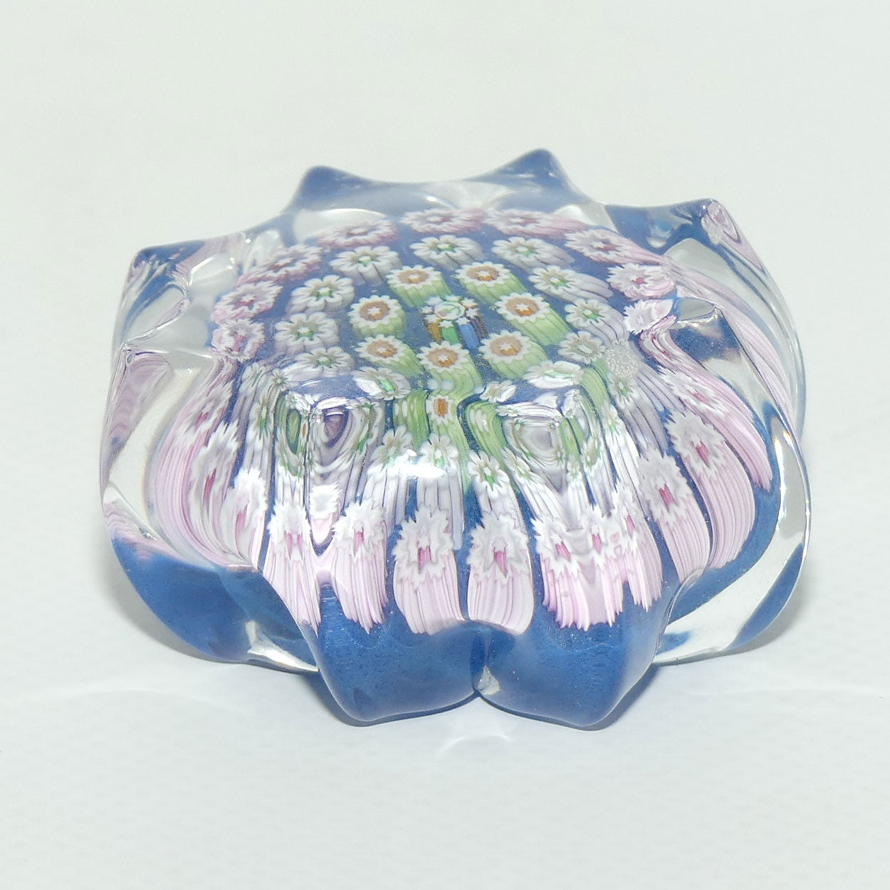 John Deacons Scotland Millefiori Concentric miniature paperweight | Star | Lapis Lazuli