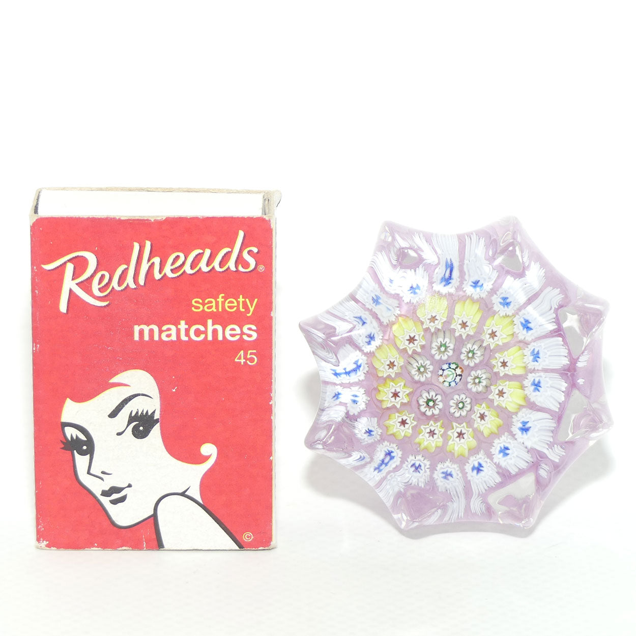 John Deacons Scotland Millefiori Concentric miniature paperweight | Star | Mauve