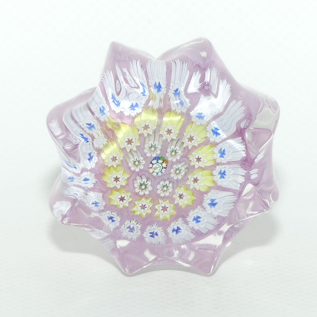 John Deacons Scotland Millefiori Concentric miniature paperweight | Star | Mauve