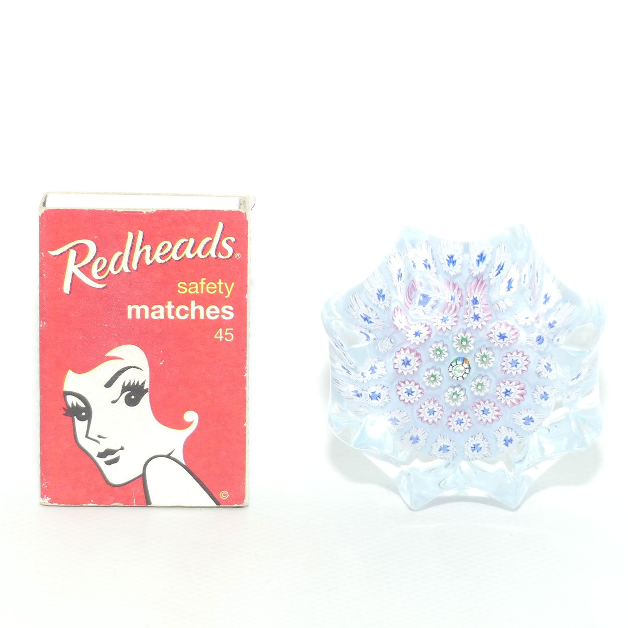 John Deacons Scotland Millefiori Concentric miniature paperweight | Star | Powder Blue