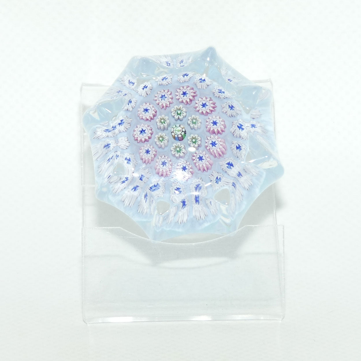 John Deacons Scotland Millefiori Concentric miniature paperweight | Star | Powder Blue