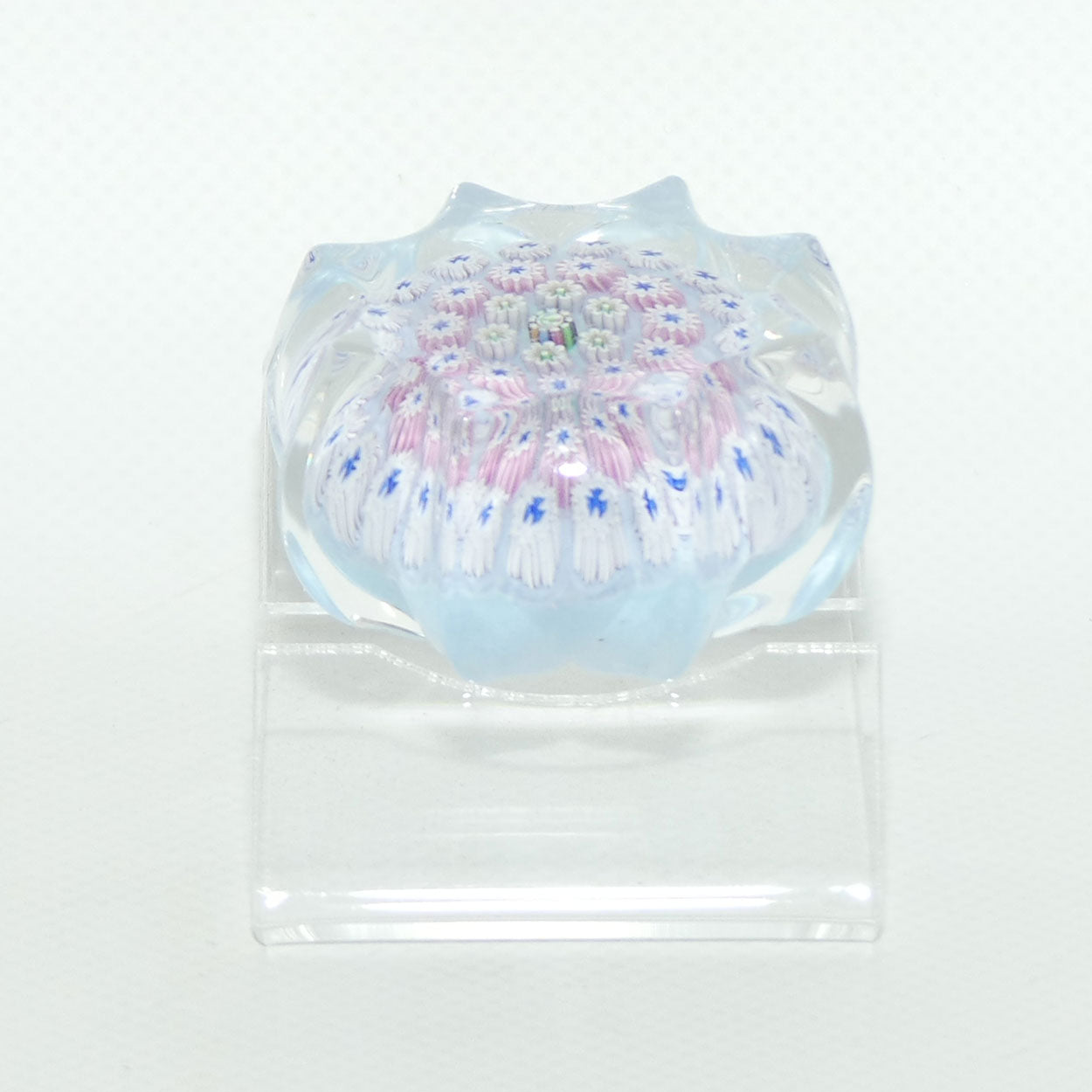 John Deacons Scotland Millefiori Concentric miniature paperweight | Star | Powder Blue