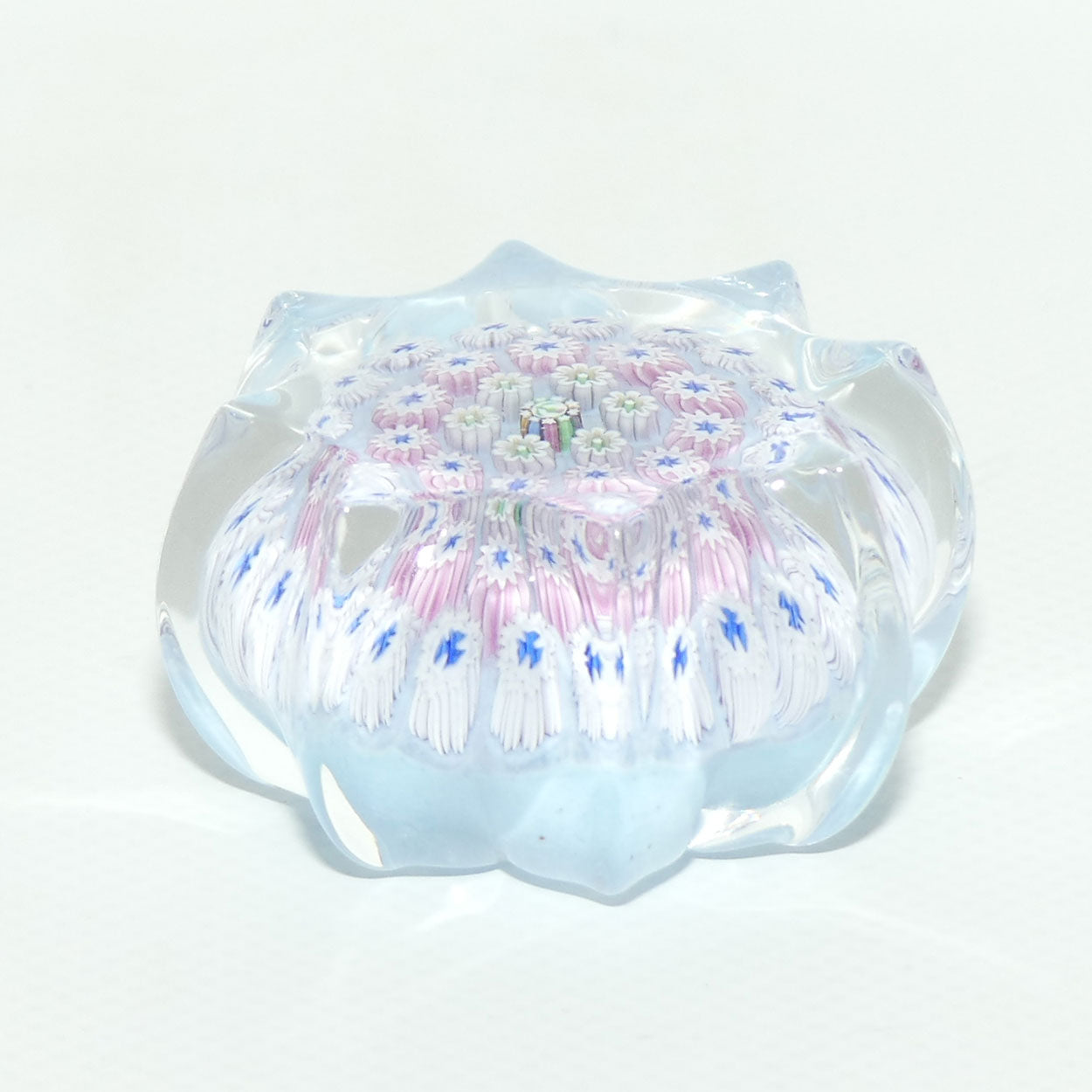 John Deacons Scotland Millefiori Concentric miniature paperweight | Star | Powder Blue