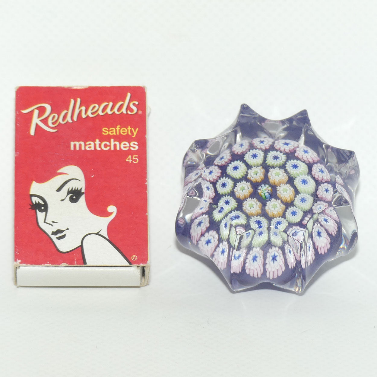 John Deacons Scotland Millefiori Concentric miniature paperweight | Star | Purple