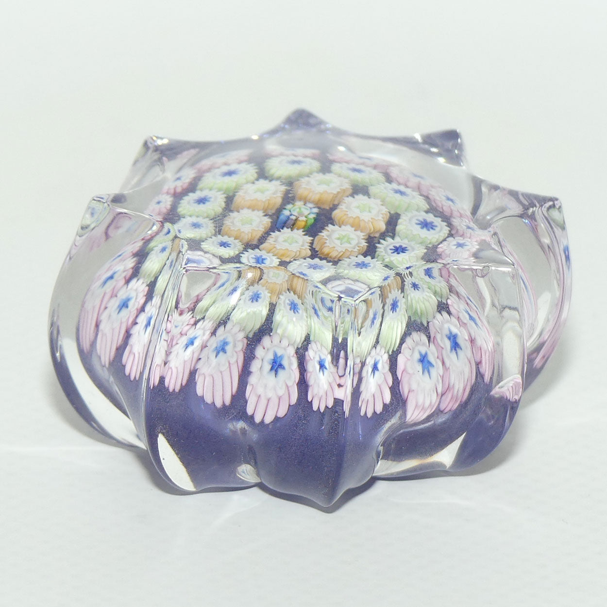 John Deacons Scotland Millefiori Concentric miniature paperweight | Star | Purple