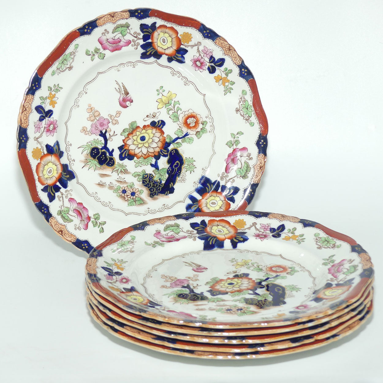 Masons Ironstone set of 6 plates | 26cm diam | Pattern B9178