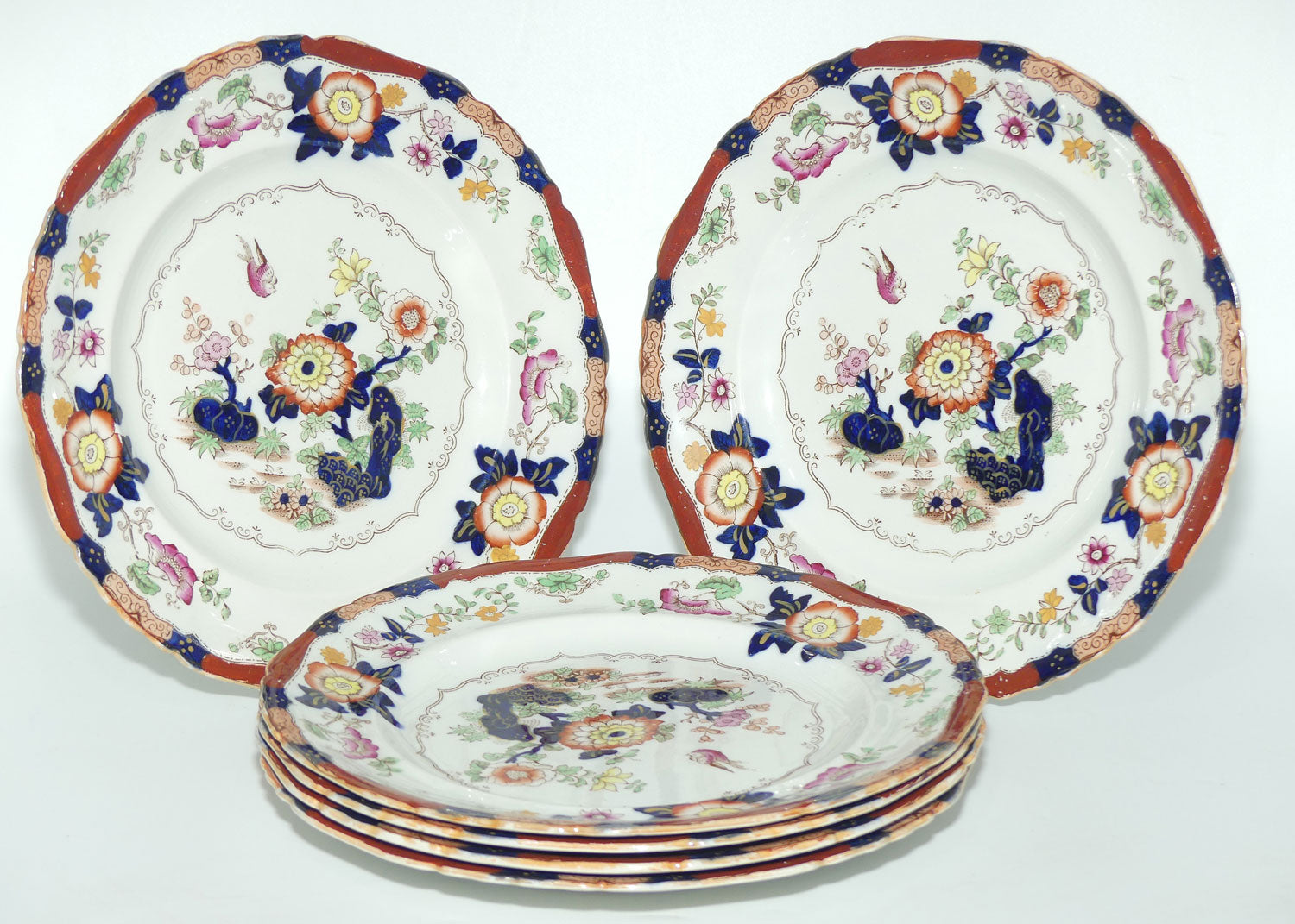 Masons Ironstone set of 6 plates | 23.5cm diam | Pattern B9178