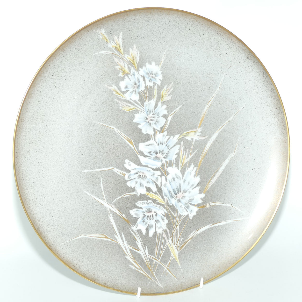 Hutschenreuther large floral cake plate | Floral decor with Grey ground | 34cms diam
