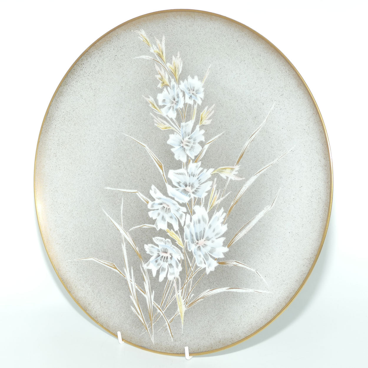 Hutschenreuther large floral cake plate | Floral decor with Grey ground | 34cms diam