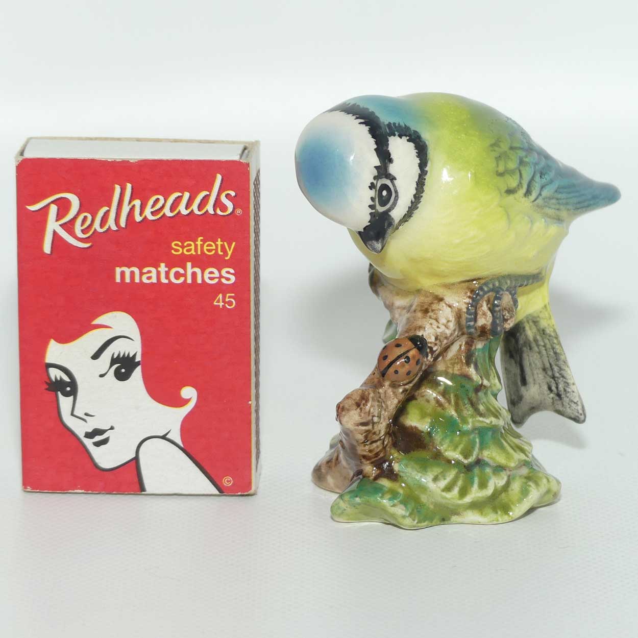 #0992B Beswick Blue Tit | Ladybug on Branch | #1
